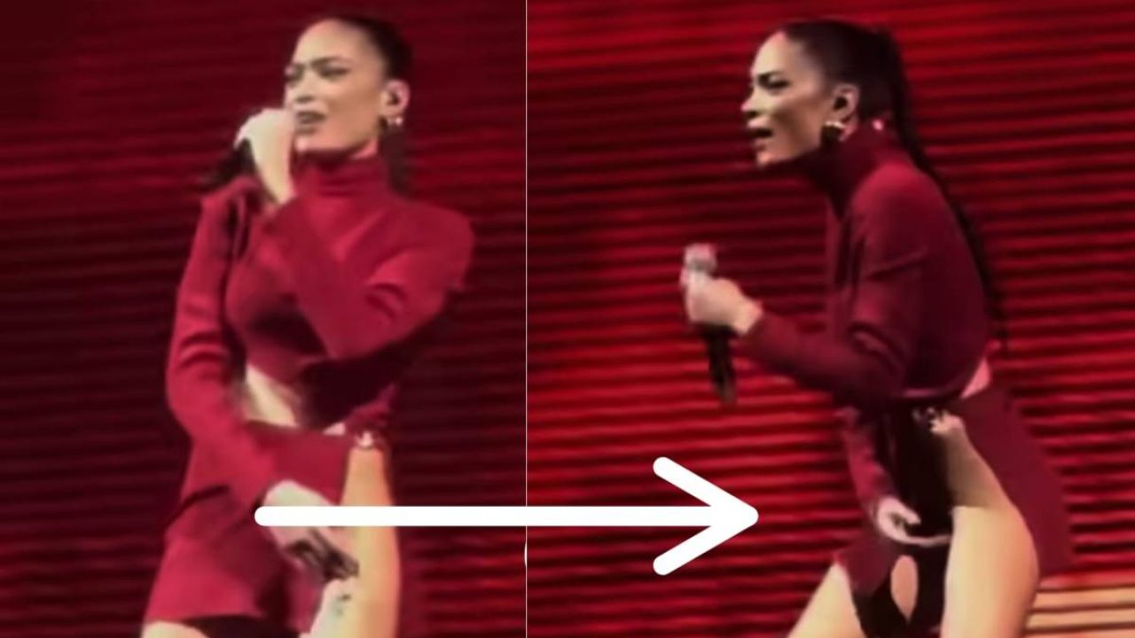 Elodie come Laura Pausini “la tiene come todas”. Sul palco si mette a nudo  - VIDEO