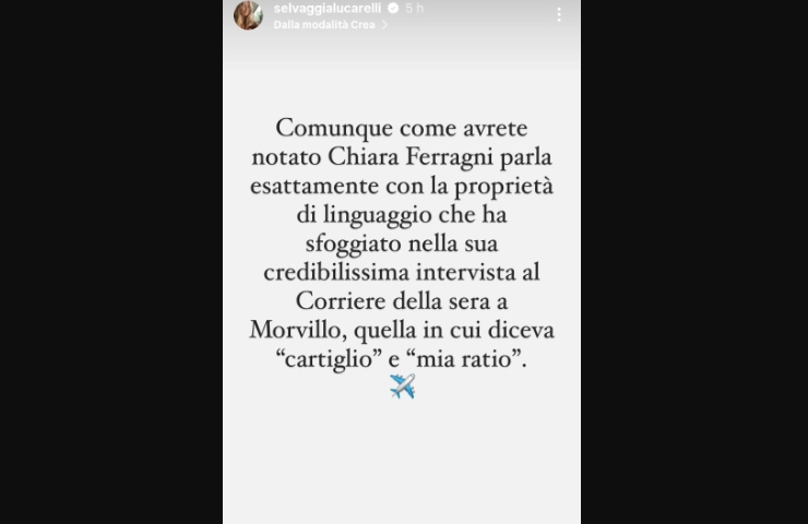 Ig stories di Selvaggia Lucarelli contro Chiara Ferragni