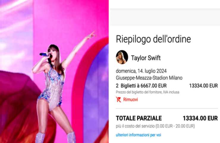 Taylor Swift biglietti Italia prezzo